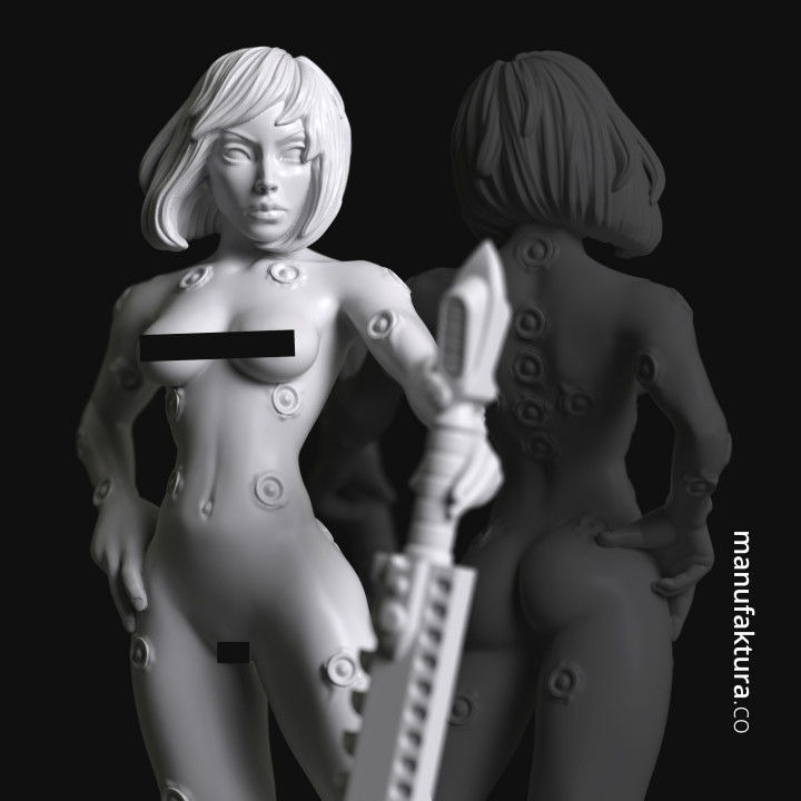 Sedition Series 05c – Naked Gene-enhanced Female Battle Sister with Chainsaw Sword image