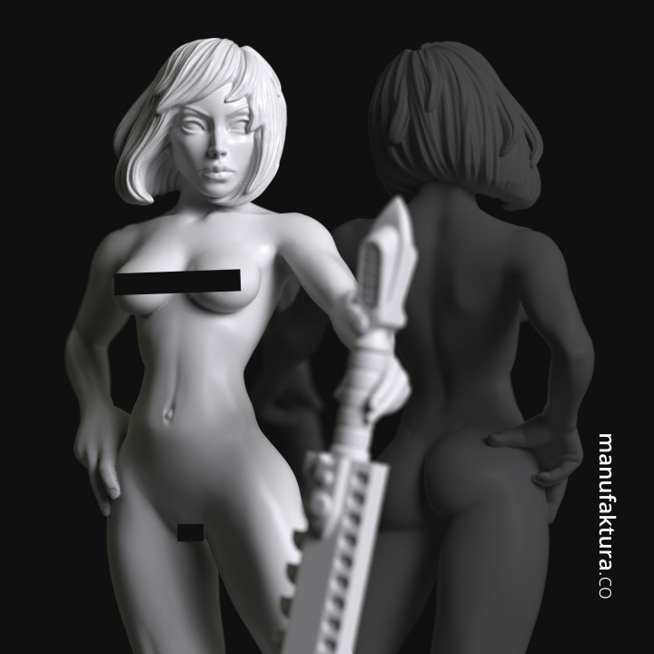 Sedition Series 05d – Naked Gene-enhanced Female Battle Sister with Chainsaw Sword image