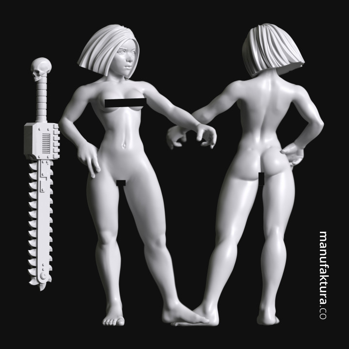 Sedition Series 05f – Naked Gene-enhanced Female Battle Sister with Chainsaw Sword image