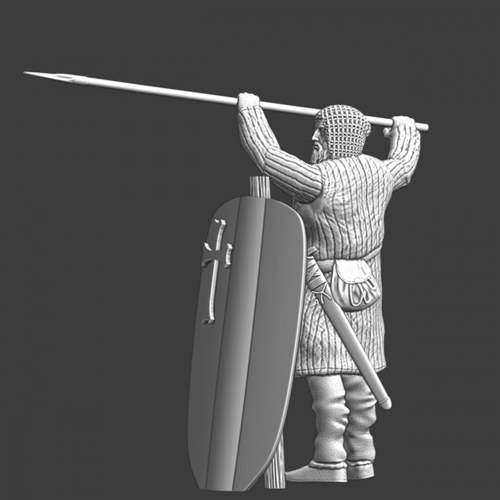 Medieval crusader infantry with horse-spear image
