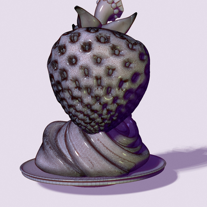 Strawberry and cream dessert 3D print model image