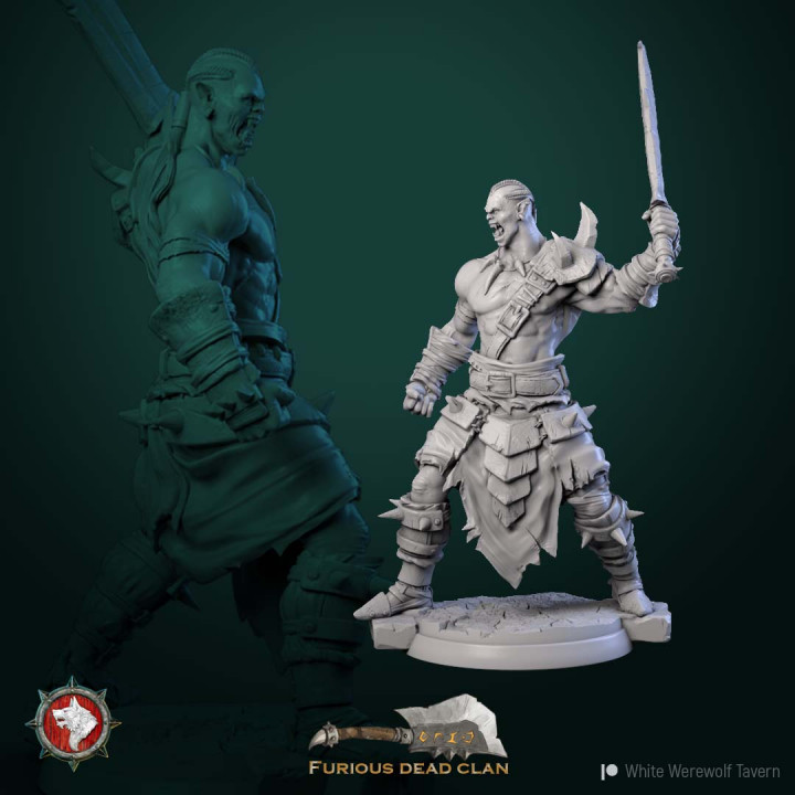 Orc warriors set 6 miniatures 32mm pre-supported image