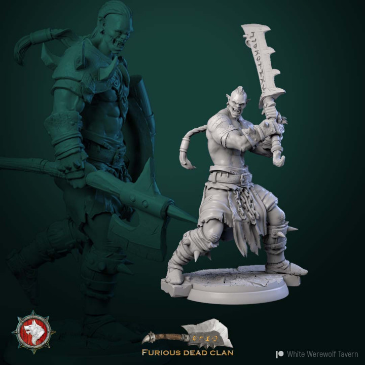 Orc warrior 3 32mm pre-supported image
