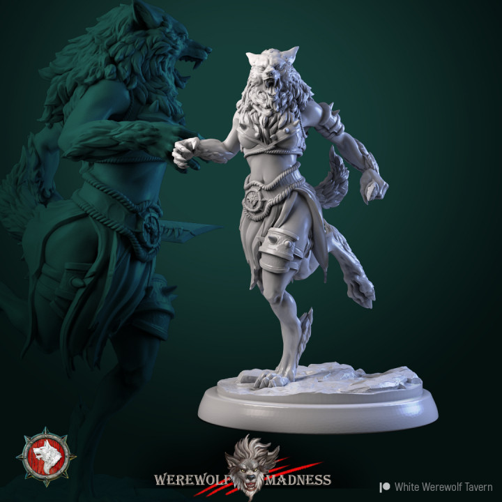 Werewolf warrior female 4 32mm pre-supported