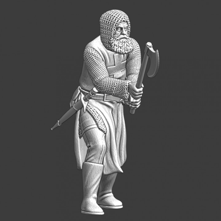 Medieval templar brother knight - with axe image
