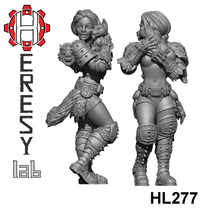 HL277 - Heresylab - SciFi Female PinUp Wolf Guard Maiden Topless