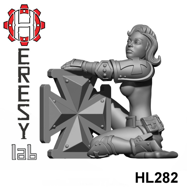 HL282 - Heresylab - SciFi Female PinUp White Scarlet Topless