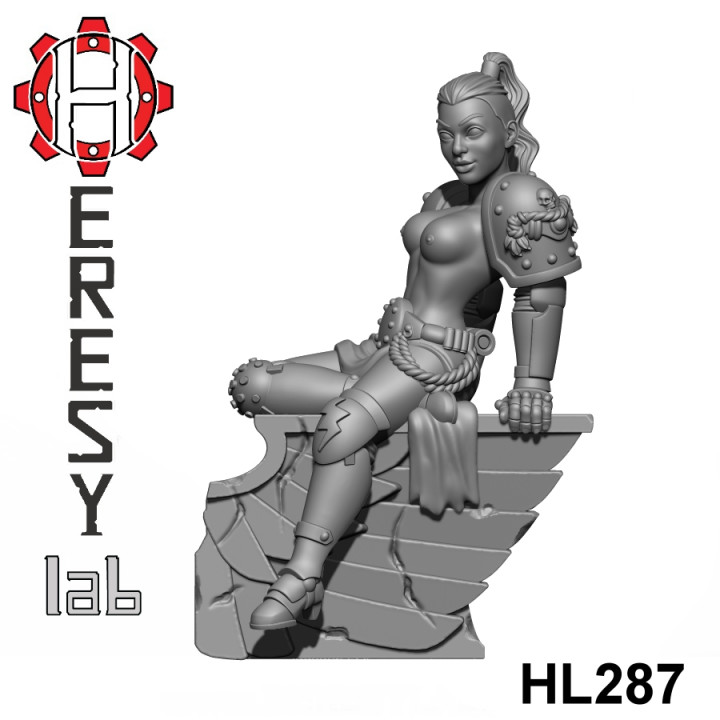 HL287 - Heresylab - SciFi Female PinUp Dark Wing Maiden Topless