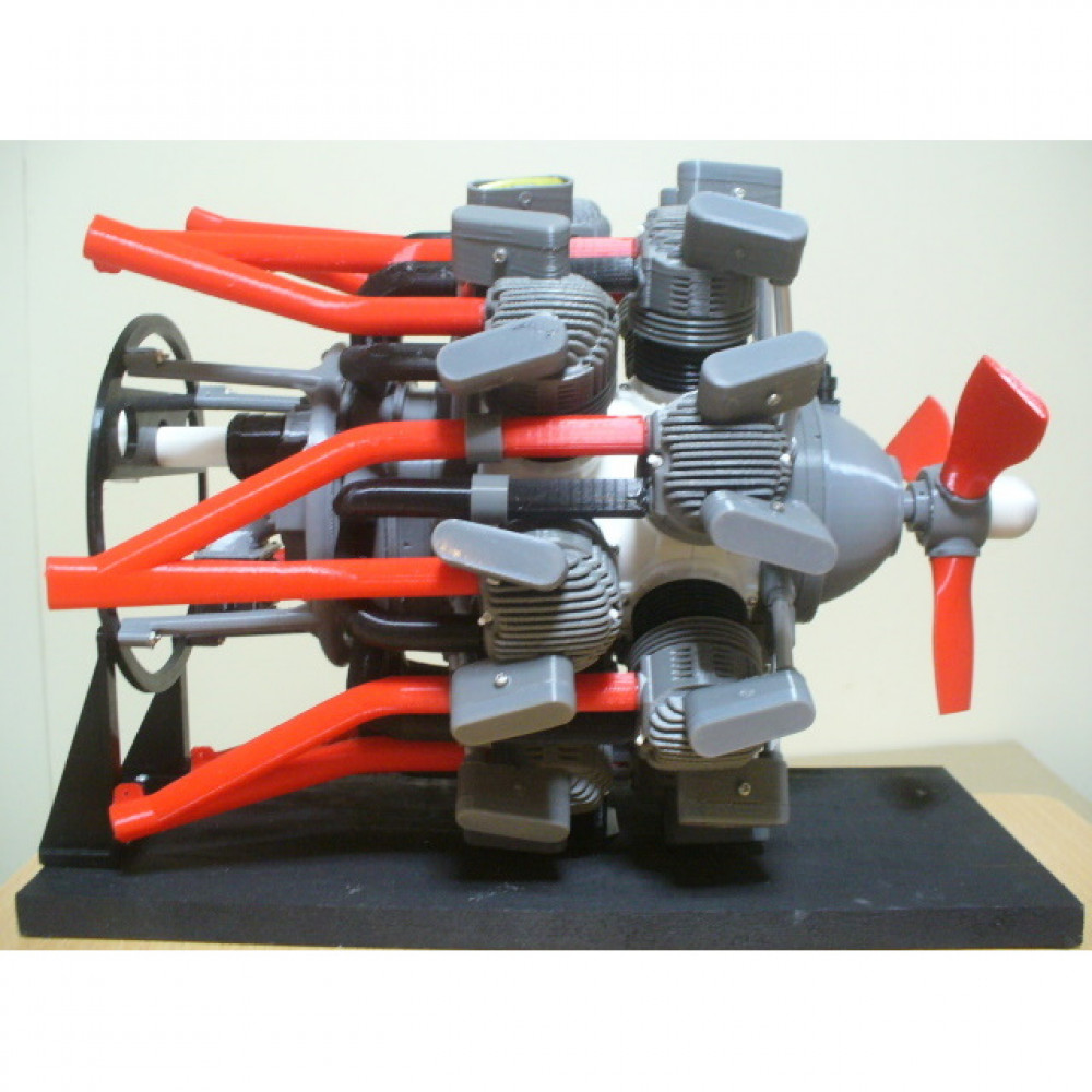 3D Printable Radial Engine, 14-Cylinders, Cutaway by Motoo Kondo