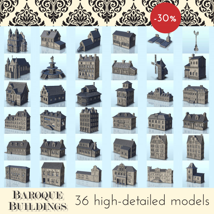 Baroque & Modern buildings pack - Architecture Urban Scenery Modern WWII Napoleonic War of the Rose image