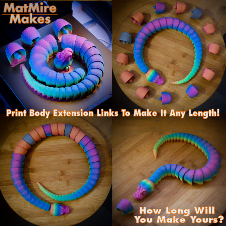 3D Printable Ball Python Snake Articulated Toy, Print-In-Place Body ...