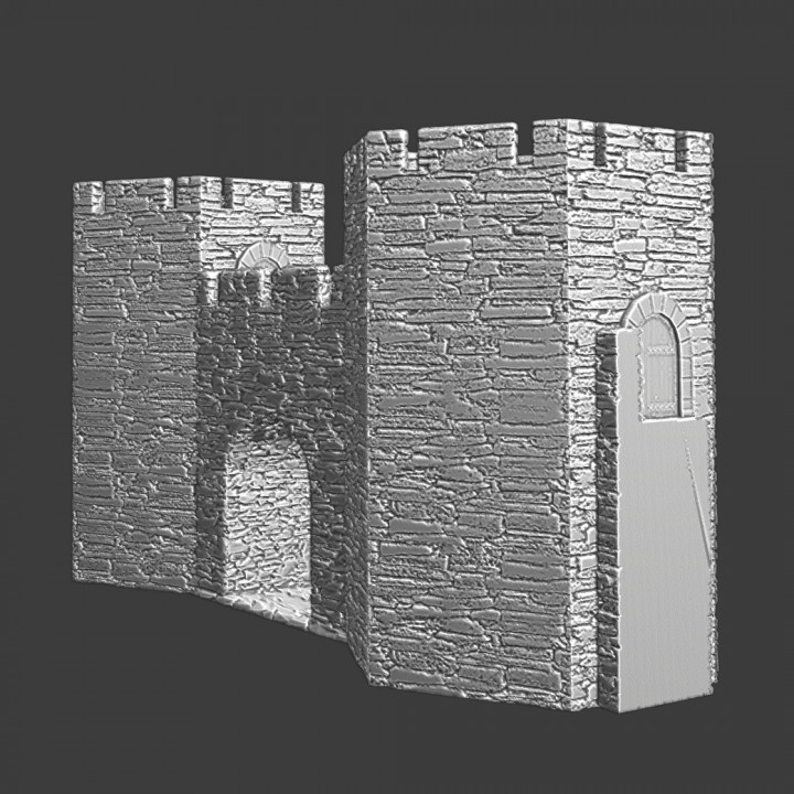 Medieval Gate with Hexagonal towers - Modular Castle System