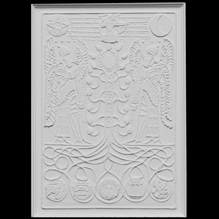 Limnerslease ceiling panel with Assyrian inspired decoration image