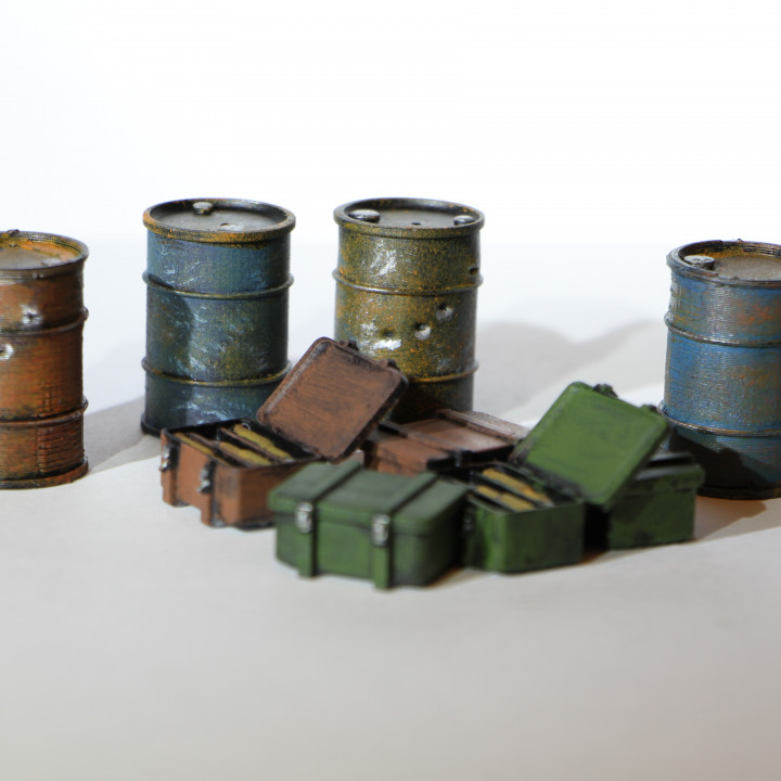 Oil drums and Ammo boxes image