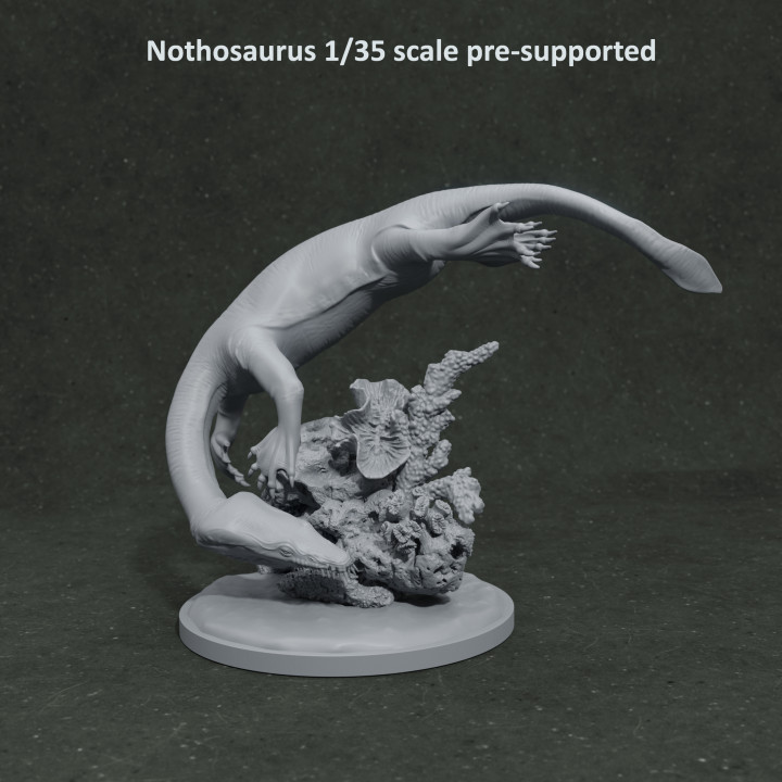 Nothosaurus hunting 1-35 scale pre-supported marine reptile image
