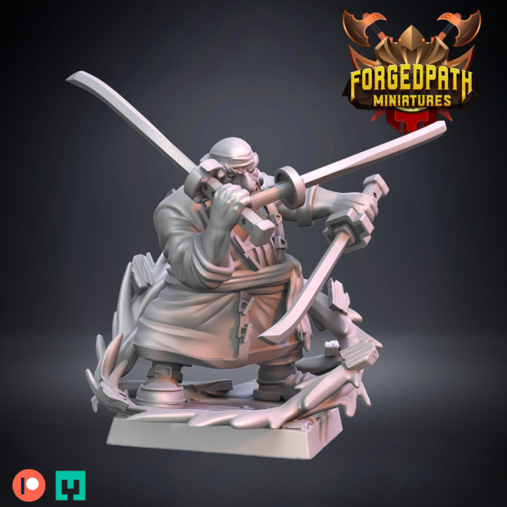 3d Printable Dwarf Pirate Tri Blade White Beards Pirates By Forged Path Miniatures 