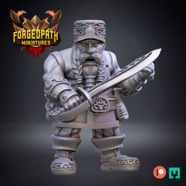 3d Printable Dwarf Pirate Swordsmen White Beards Pirates By Forged Path Miniatures 