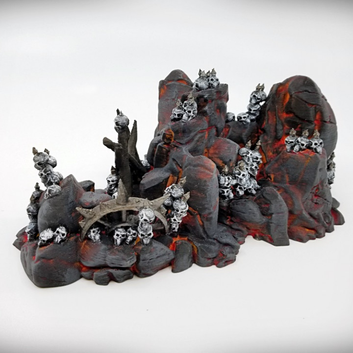 3D Printable Craggy Outcropping B - Grimdark Version By Terrainify