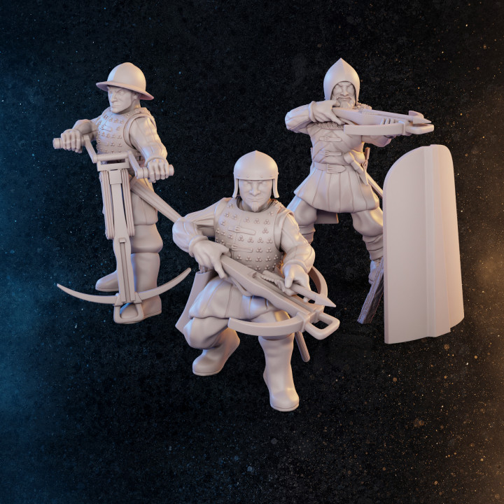 3D Printable Archers & Crossbowmen - Late Medieval By Productions Diratia