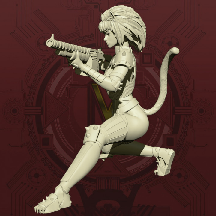Cyberpunk Catgirl - Crouch Pose image