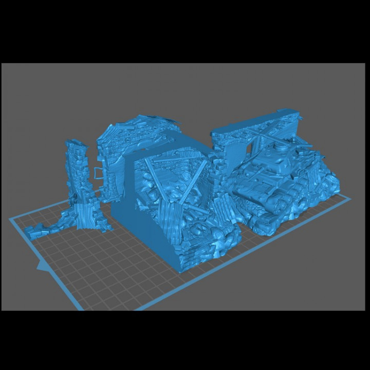 Ruin with Panzer III wreckage 8 - Modern WW2 Western Eastern Front Normandy German Stalingrad