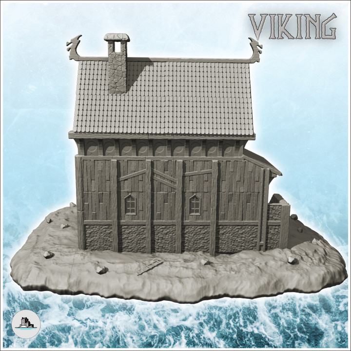 Large wooden and stone Viking house with carved stairs and accessories (5) - Alkemy Lord of the Rings War of the Rose Warcrow Saga image