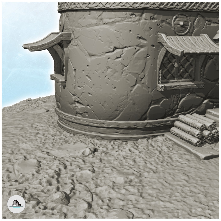 Viking palace with large canopy and well (10) - Alkemy Lord of the Rings War of the Rose Warcrow Saga
