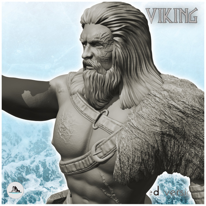 Bare-chested viking warrior with axe and severed head (2) - Alkemy Lord of the Rings War of the Rose Warcrow Saga image