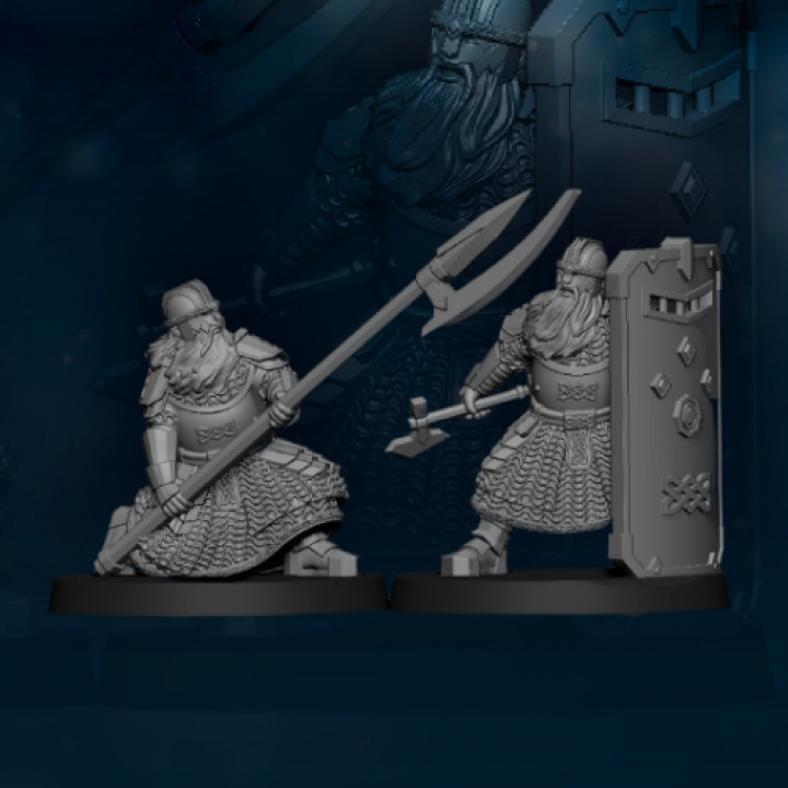 4x 	 Cript Dwarf Guard Spear and Shield | Kalak Dwarves | Davale Games | Fantasy