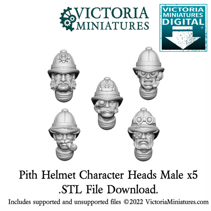 Pith Helmet Character Heads Male.