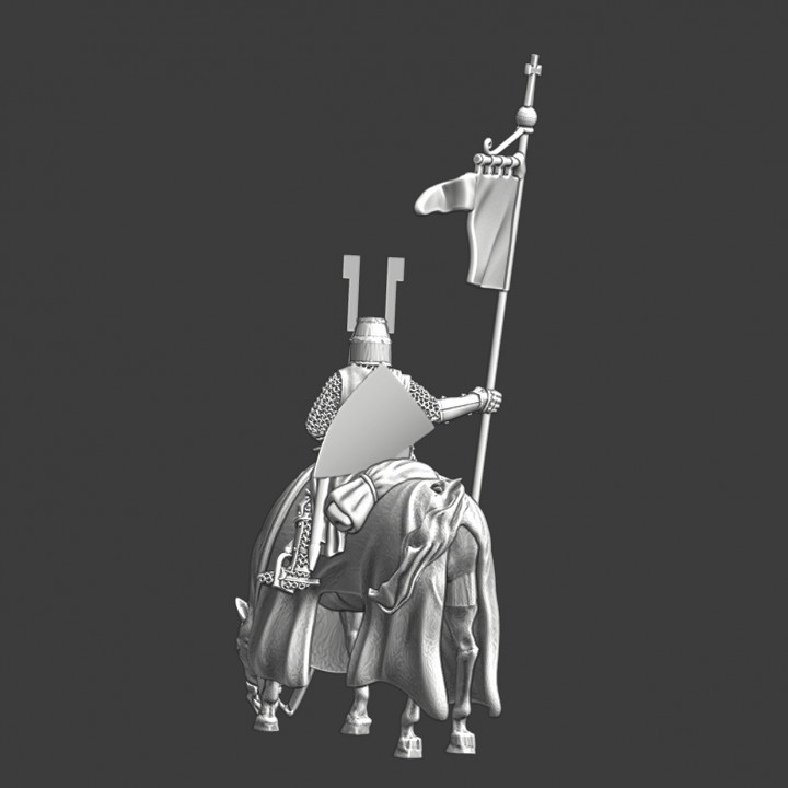 Medieval German knight, mounted with banner