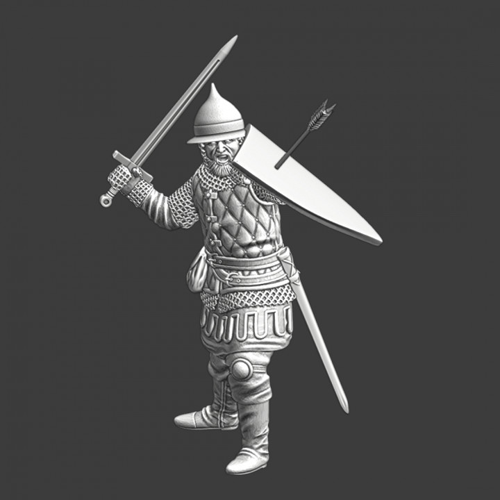 Medieval Kievan Rus warrior in battle image