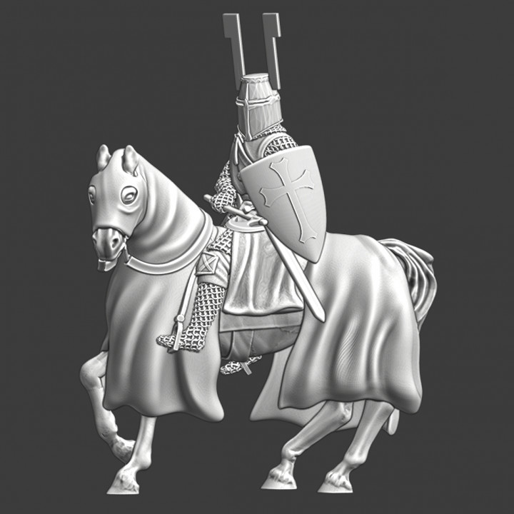 Medieval mounted Teutonic Knight with axe image