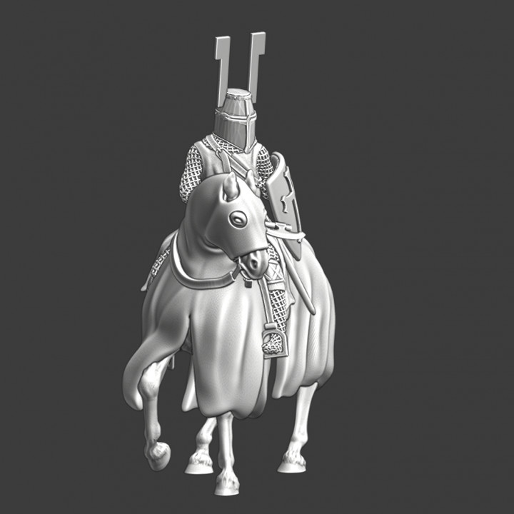 Medieval mounted Teutonic Knight with axe image