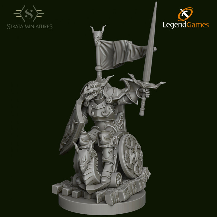 Dungeons and Diversity Dragonborn Paladin Wheelchair figure from Strata Miniatures image