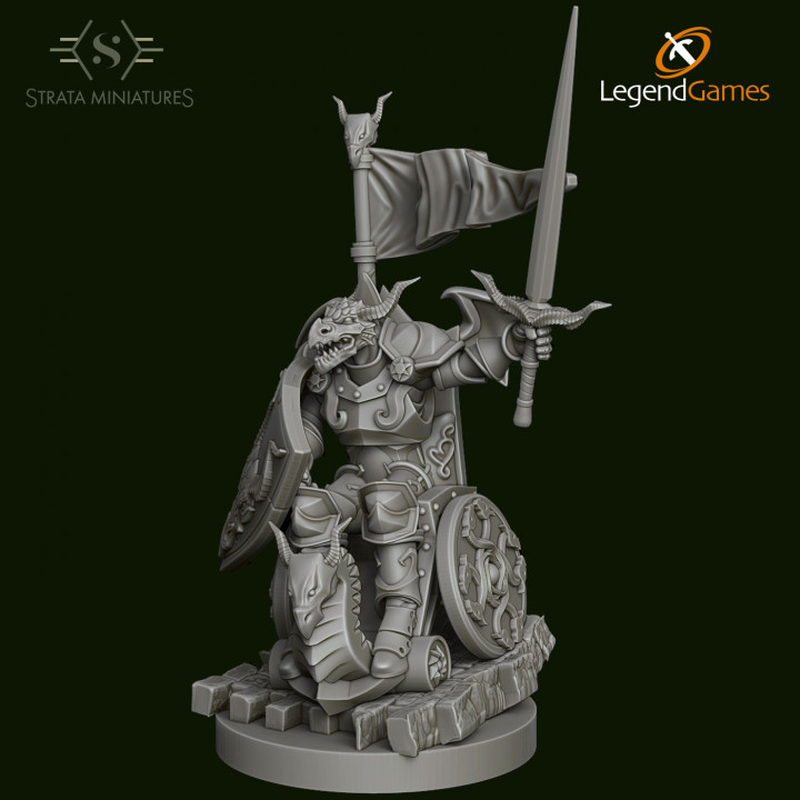 Dungeons and Diversity Dragonborn Paladin Wheelchair figure from Strata Miniatures