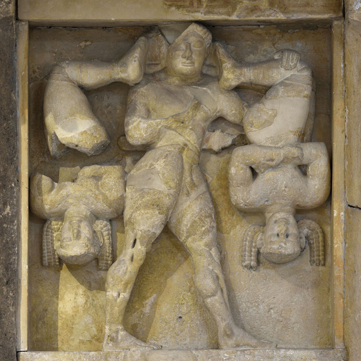 Metope of Hercules Carrying Two Cercopes