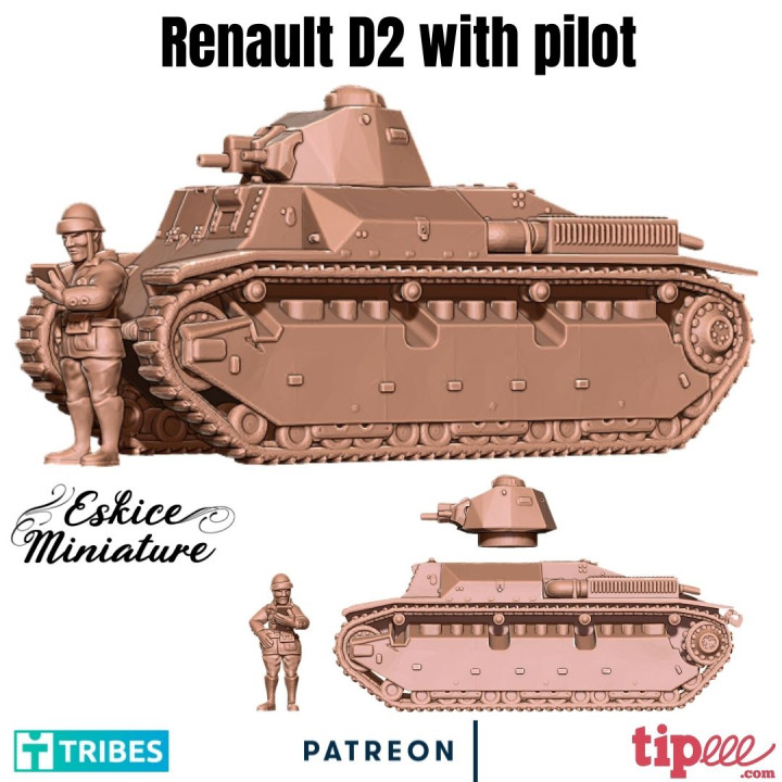 Renault D2 Tank with pilot - 28mm