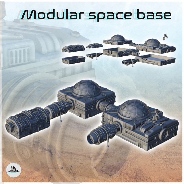 Modular space base with domed living quarters (1) - Future Sci-Fi SF Infinity Terrain Tabletop Scifi image