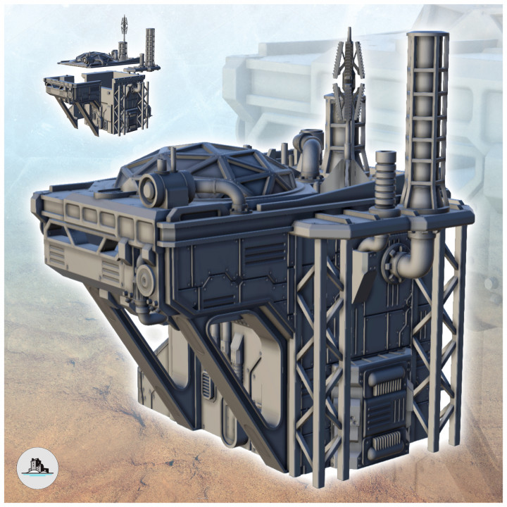 Sci-Fi outpost with overhanging living room (5) - Future Sci-Fi SF Infinity Terrain Tabletop Scifi image