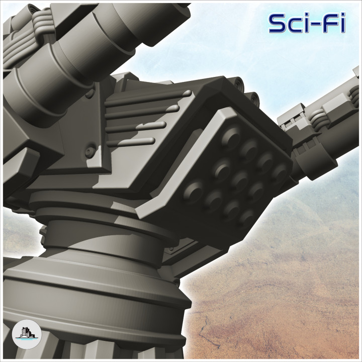 Swivel firing platform with double cannons (4) - Future Sci-Fi SF Infinity Terrain Tabletop Scifi image