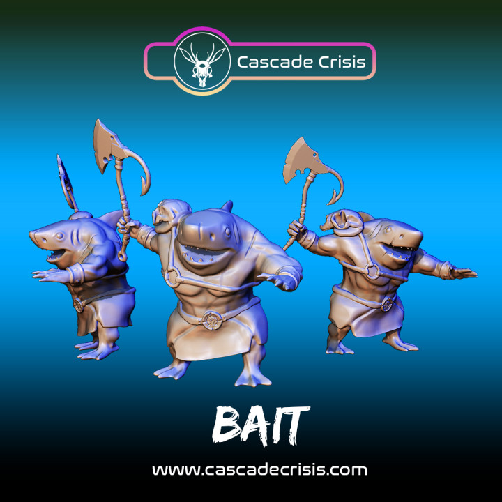 Bait - Sharkfolk Barbarian (28mm, 32mm, & Display Size) image