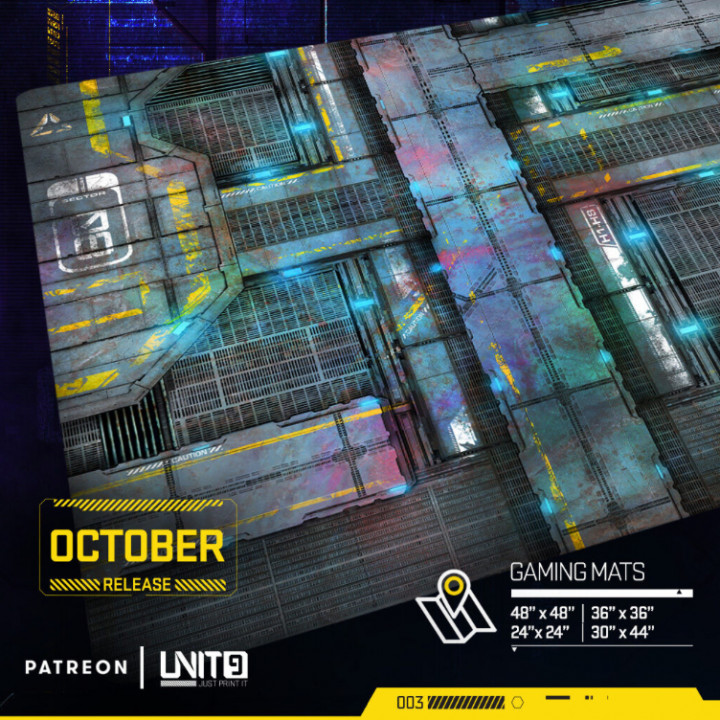 Cyberpunk Hangar - multi-format gaming mat image