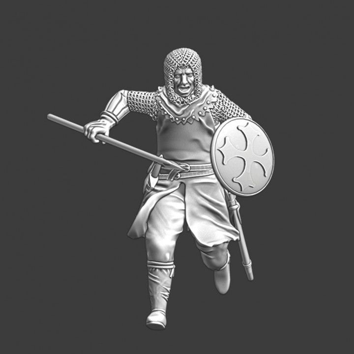 Medieval soldier running with spear image