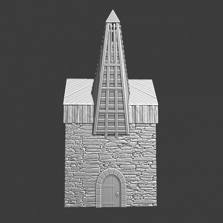 Medieval large crane with stone fundament