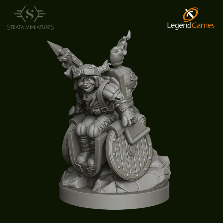 Dungeons and Diversity Gnome Articifer Wheelchair figure from Strata Miniatures