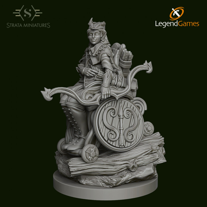 Dungeons and Diversity Half Elf Ranger Wheelchair figure from Strata Miniatures