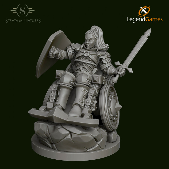 Dungeons and Diversity Human Fighter Wheelchair figure from Strata Miniatures image