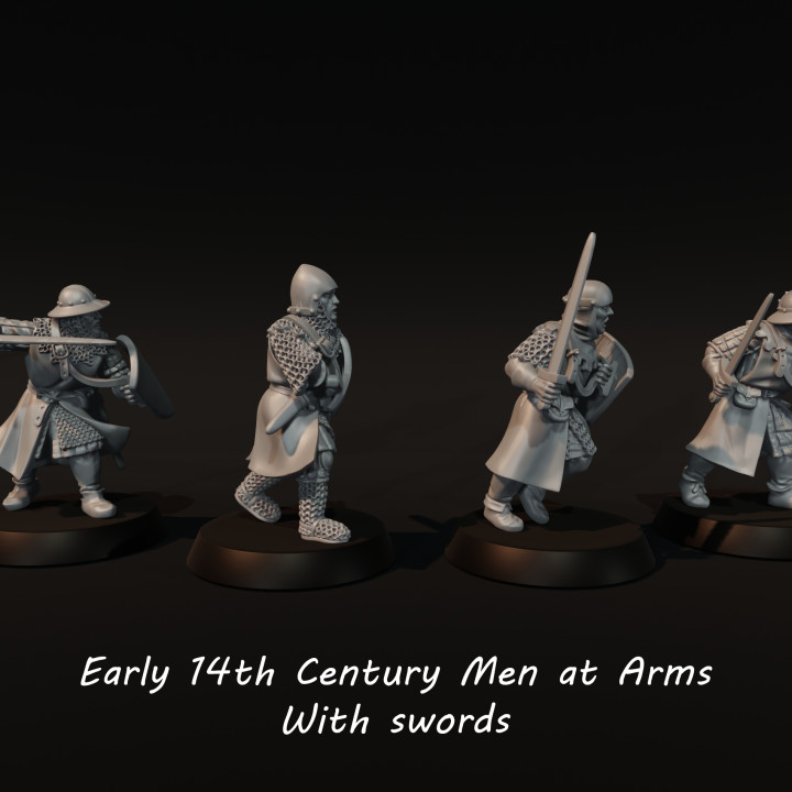 Early 14th century men at arms with Hand weapons 1 image