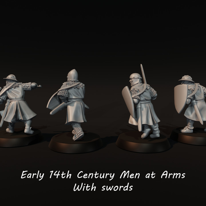 Early 14th century men at arms with Hand weapons 1 image